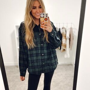 Blue & Green Plaid Button-Up Shirt